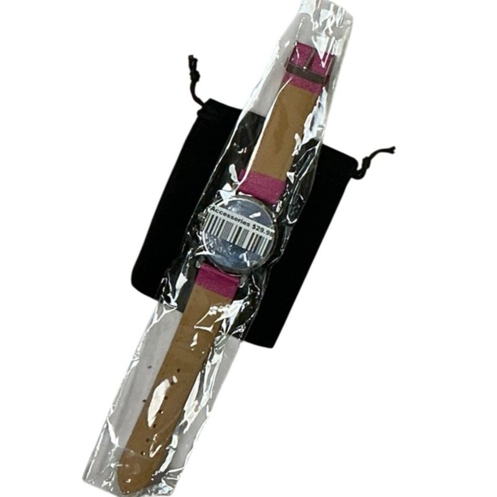 I’m Late Statement Watch Bright Barbie Pink PU Leather Buckle Band Strap Adult - Picture 12 of 16